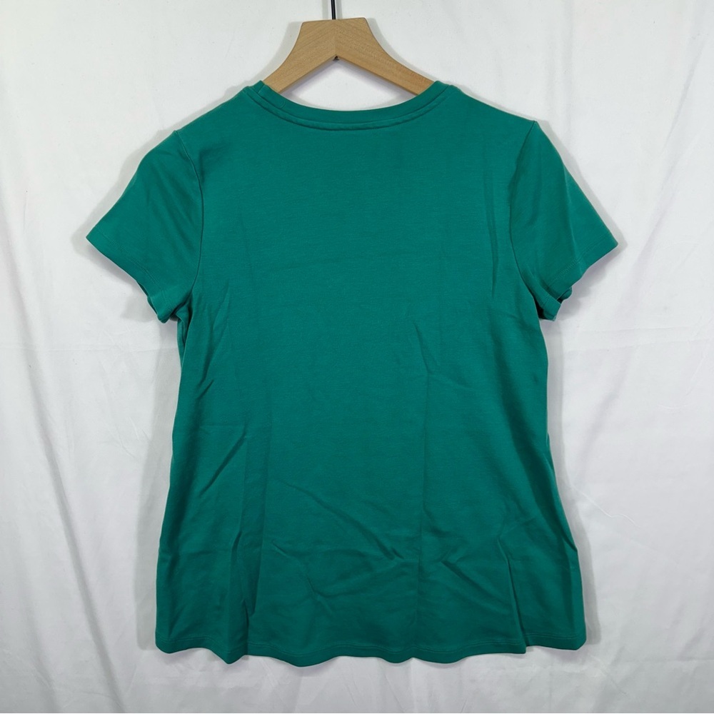 Isaac Mizrahi Live Essentials Teal Scoop Neck Short Sleeve Top Size S - Picture 3 of 5